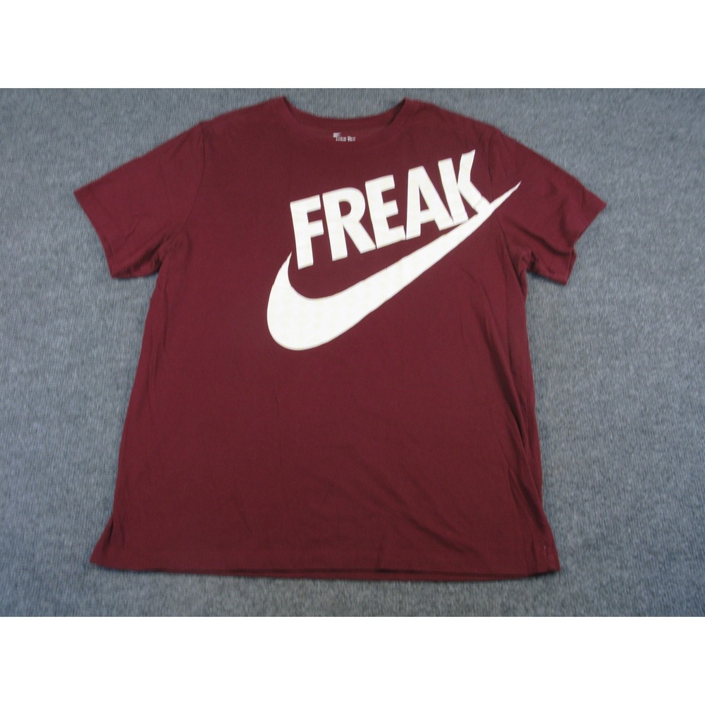 Nike Giannis Antetokounmpo Freak Swoosh Dri-FIT T-Shirt Maroon Mens Large 2030